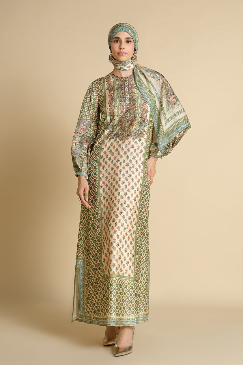 Rhiannon Printed Silk Stole - Ivory, Ivory, image 2